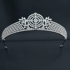 Cubic Zirconia Leaves Royal Tiara Wedding,Crystal Tiaras for Bride Party Jewelry H10357