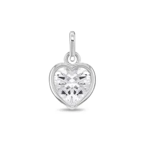 CZ Birthstone Heart Charms Kids / Children's / Girls for Charm Bracelet - Sterling Silver