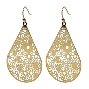 Delicate Flower Pattern Teardrop Earrings
