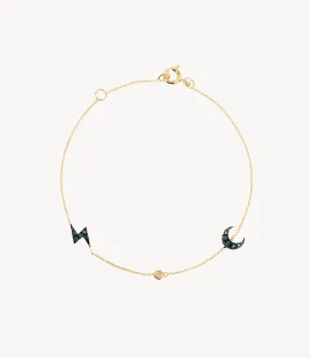 Diamond Bolt & Moon Bracelet