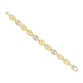 Diamond Puffed Mariner Link Bracelet