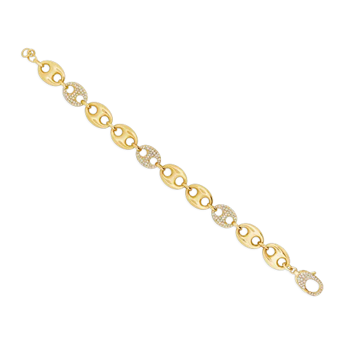 Diamond Puffed Mariner Link Bracelet