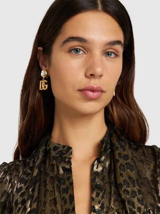 Dolce&amp;Gabbana   Crystal logo DG clip-on earrings 