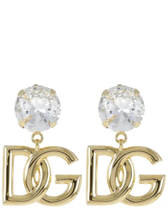 Dolce&amp;Gabbana   Crystal logo DG clip-on earrings 