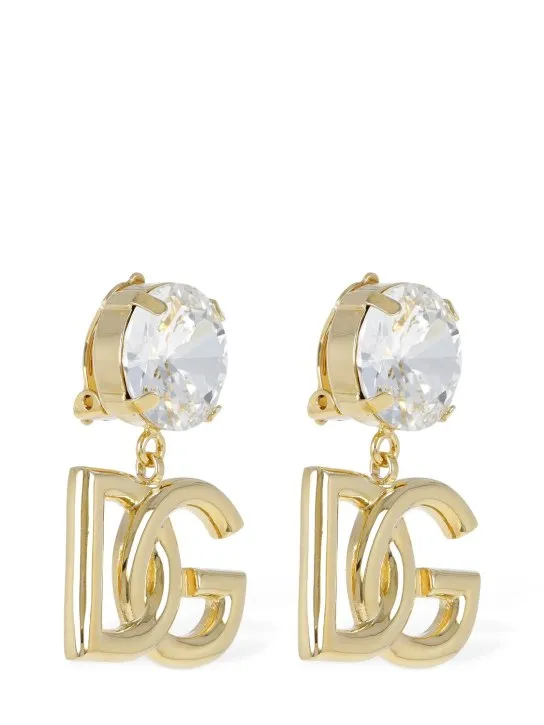 Dolce&amp;Gabbana   Crystal logo DG clip-on earrings 