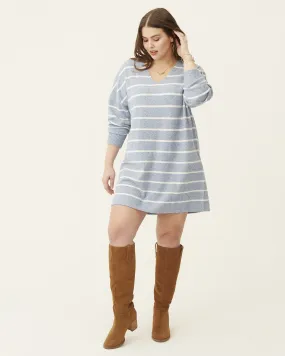 Dorcas Long Sleeve V-Neck Dress | Light Blue / Ivory