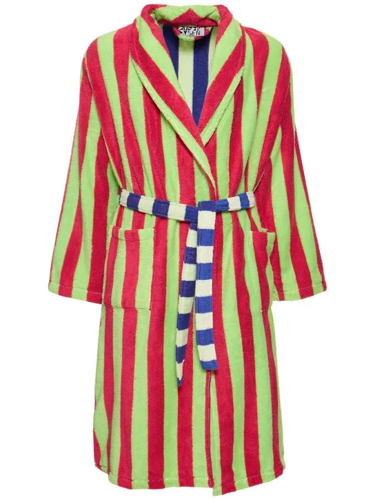 Dusen Dusen   Garden Stripe cotton blend bathrobe 