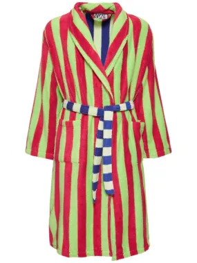 Dusen Dusen   Garden Stripe cotton blend bathrobe 