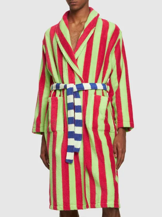 Dusen Dusen   Garden Stripe cotton blend bathrobe 