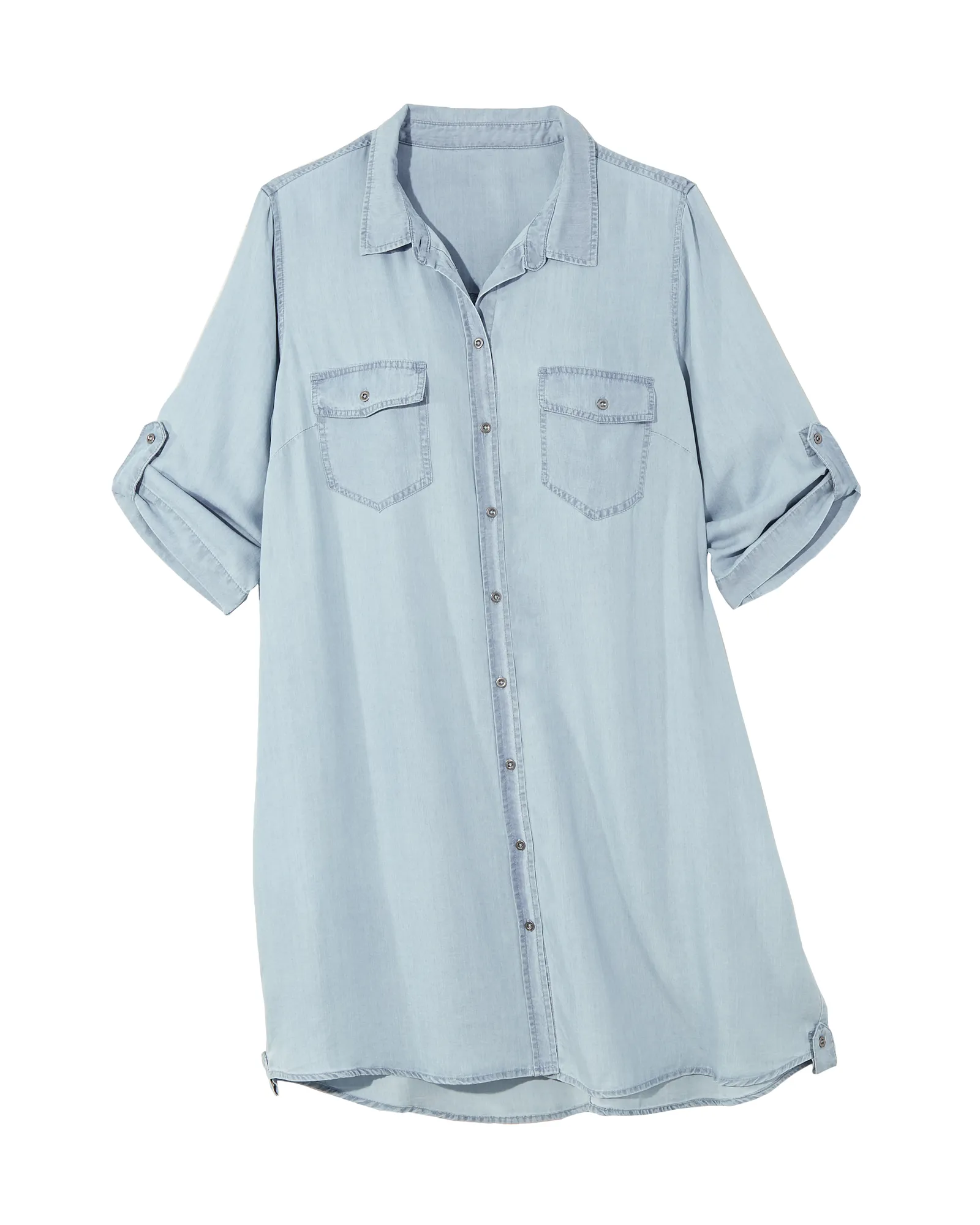 Edina Button Down Shirt Dress | Light Wash