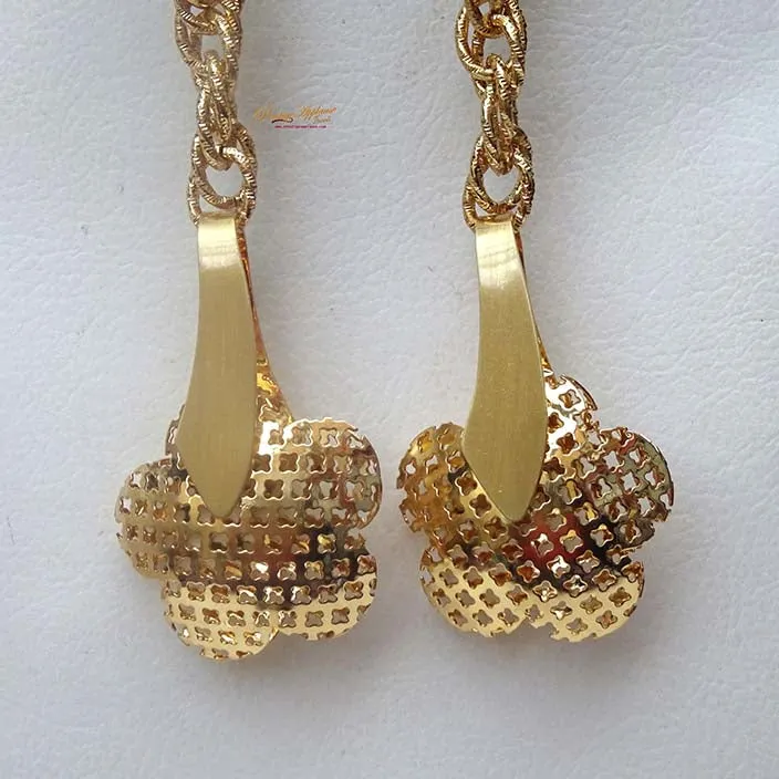 Elongated Flower Party African Nigerian No Necklace Earring Jewellery