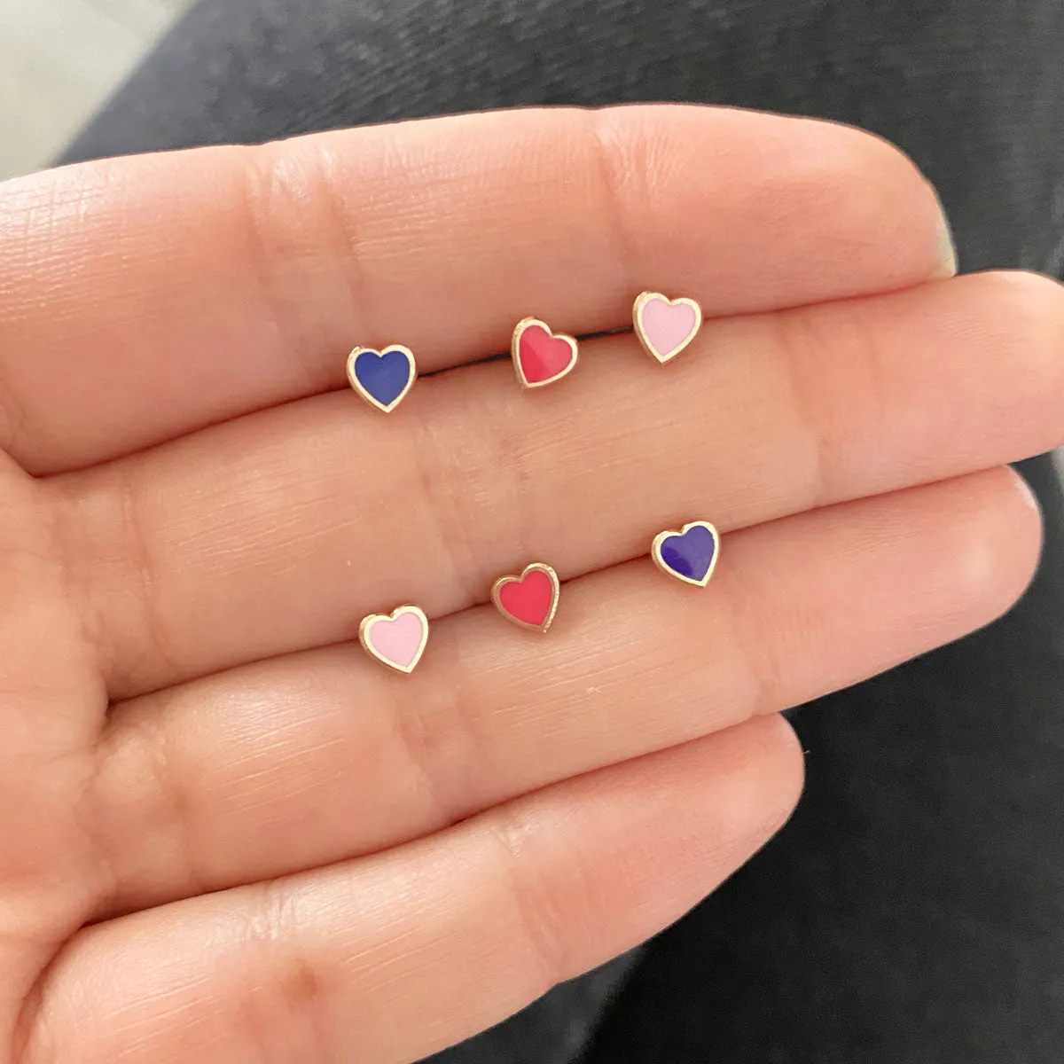 Enamel Heart Shape Studs