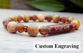 Engraved Bracelet - Beaded Morroco Agate Bracelet