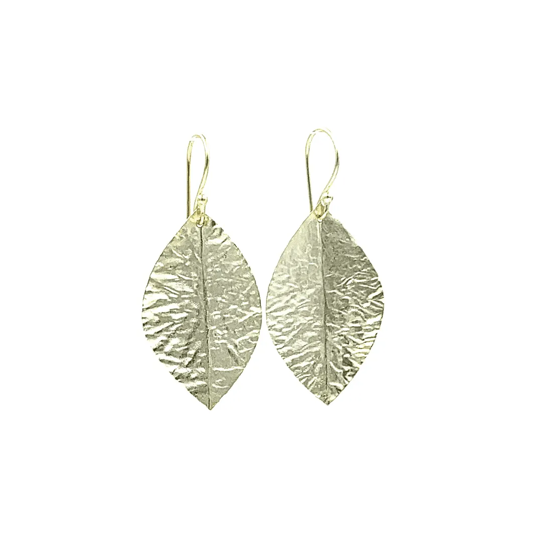 Erin Gray Cabo Single Leaf Earring in Gold Foil