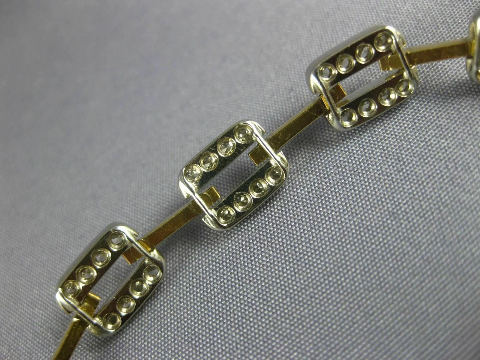 ESTATE 2.0CT DIAMOND 14KT TWO TONE GOLD 3D RECTANGULAR FILIGREE TENNIS BRACELET