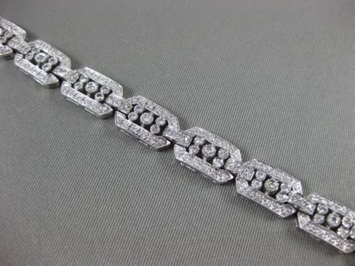 ESTATE WIDE 1.40CT DIAMOND 14KT WHITE GOLD 3D FILIGREE MILGRAIN TENNIS BRACELET
