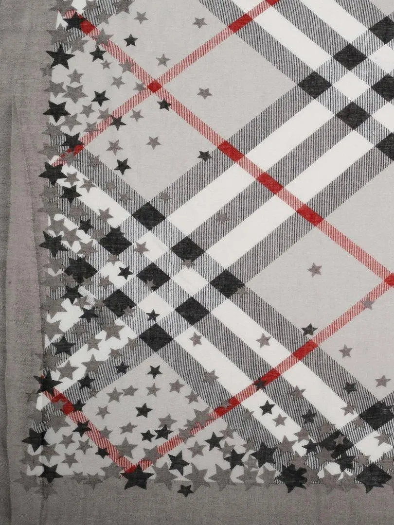 FabSeasons Grey Fancy Fashion Stylish Checkered Printed Scarves