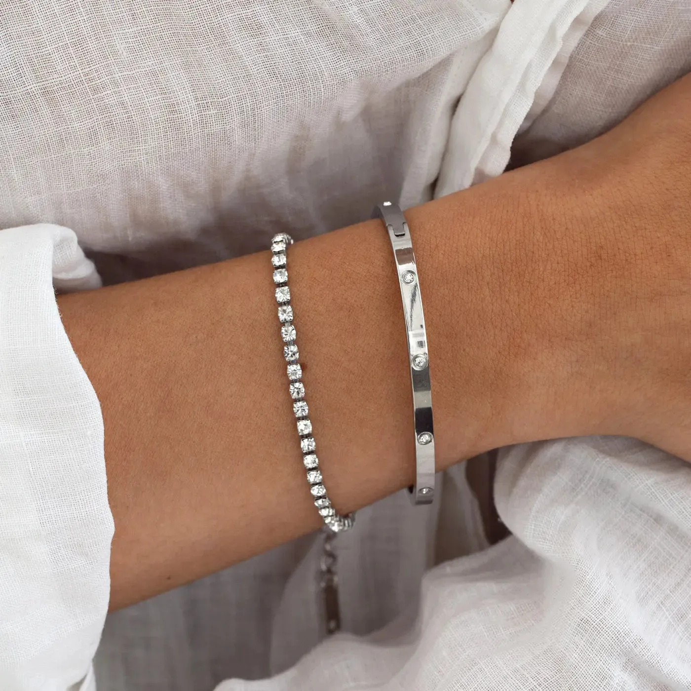 Fay - Crystal Bangle Stainless Steel