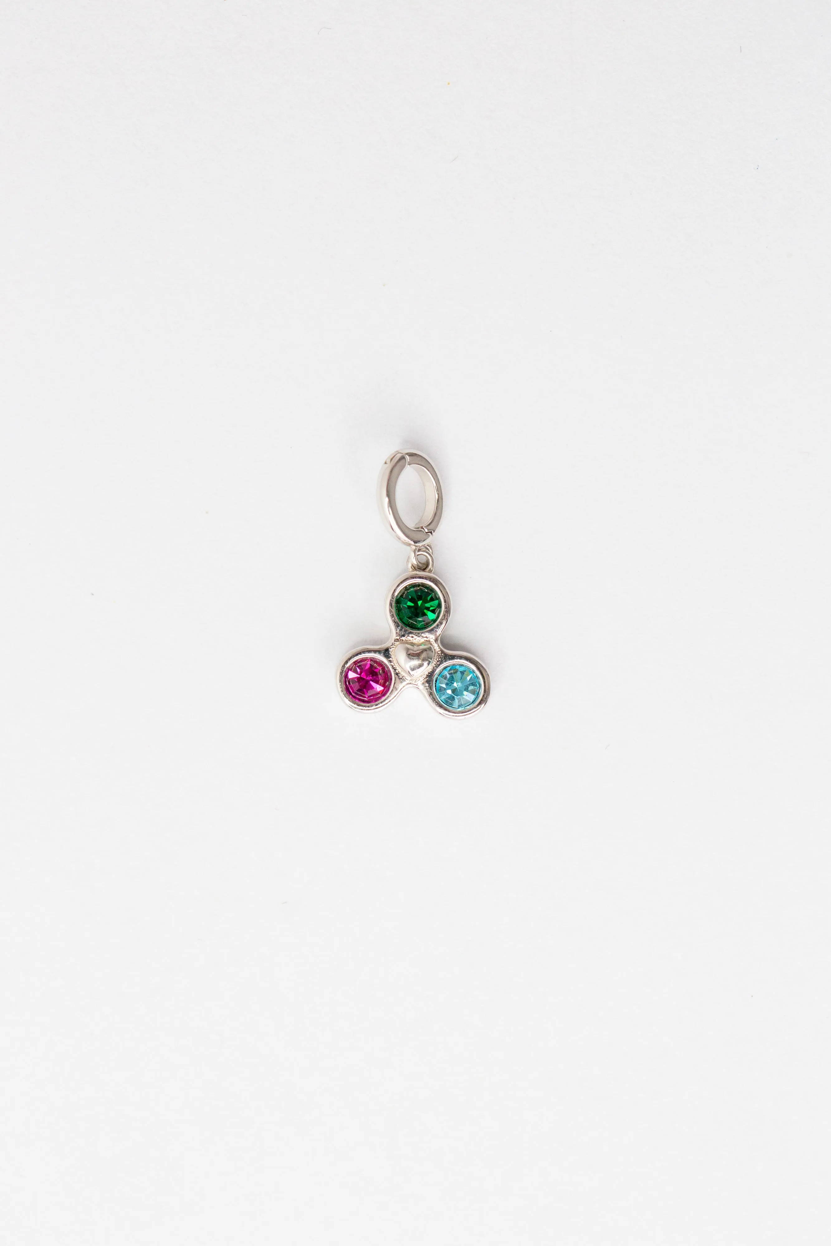Fidget Spinner Crystal Sterling Silver Charm