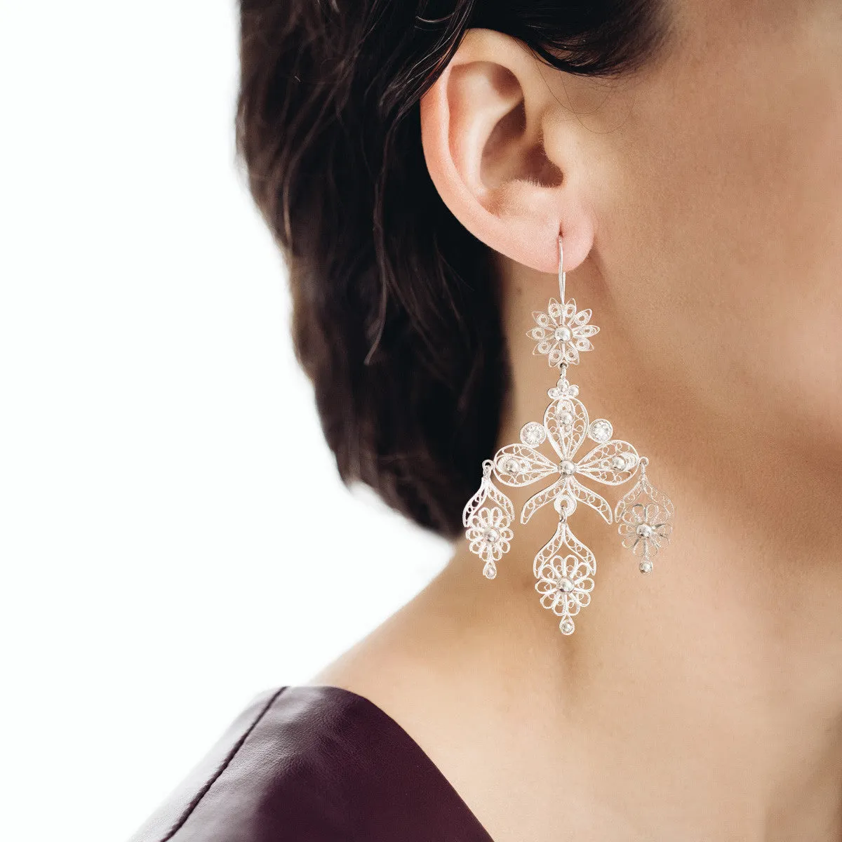 Filigree Ribbon Chandelier Earrings
