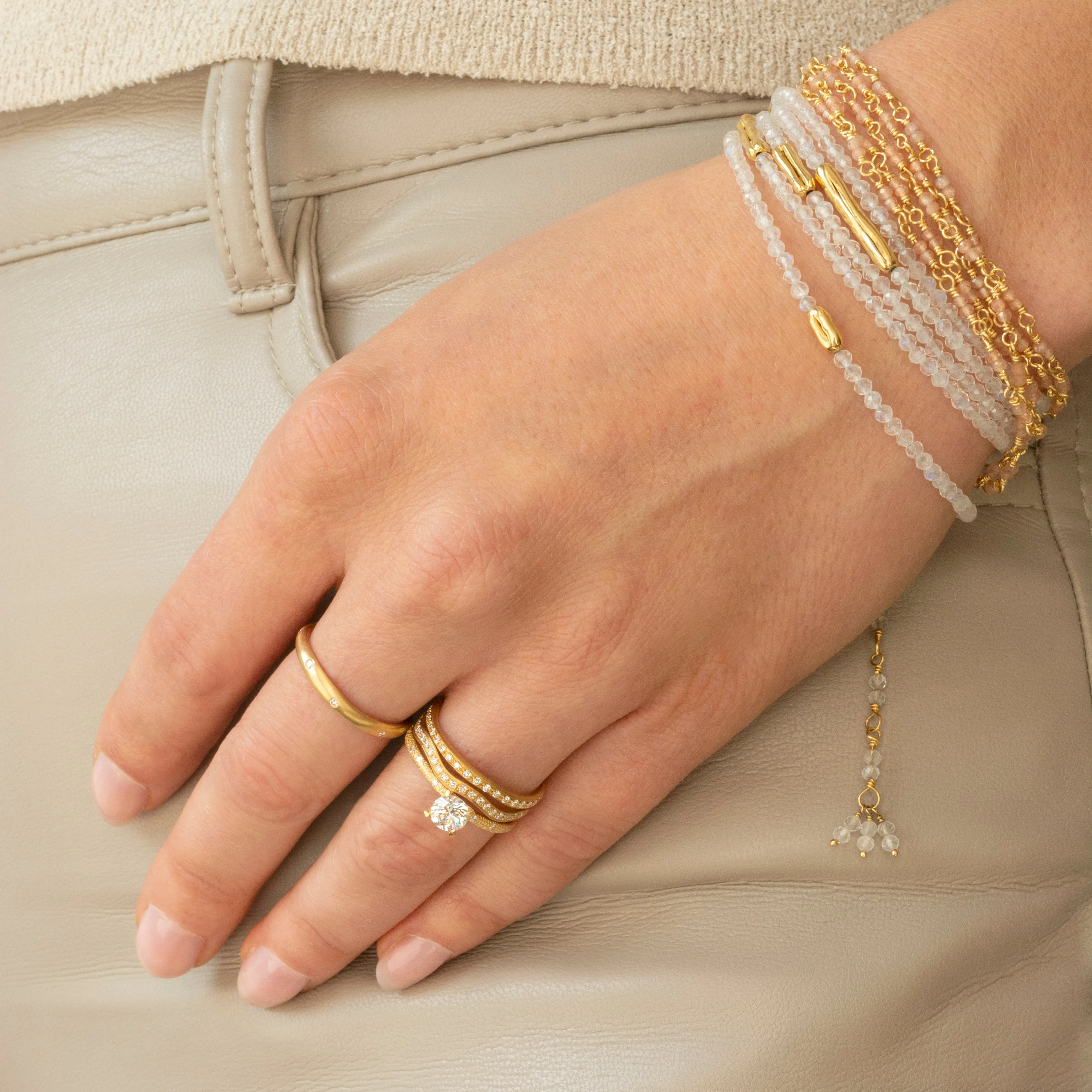 Five Gold Accent Gemstone Wrap , 18K Yellow Gold