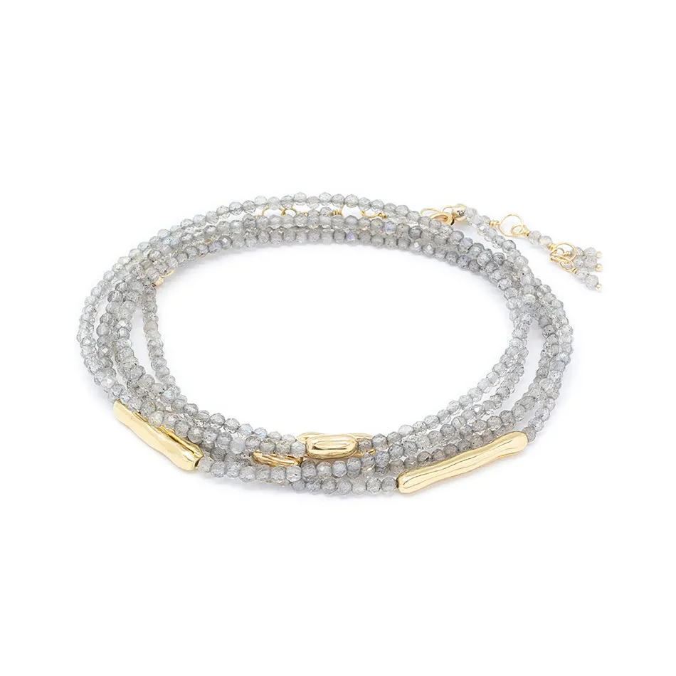 Five Gold Accent Gemstone Wrap , 18K Yellow Gold