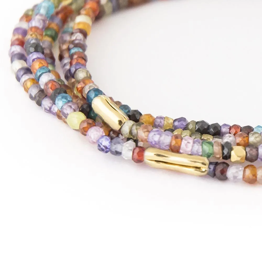 Five Gold Accent Gemstone Wrap , 18K Yellow Gold