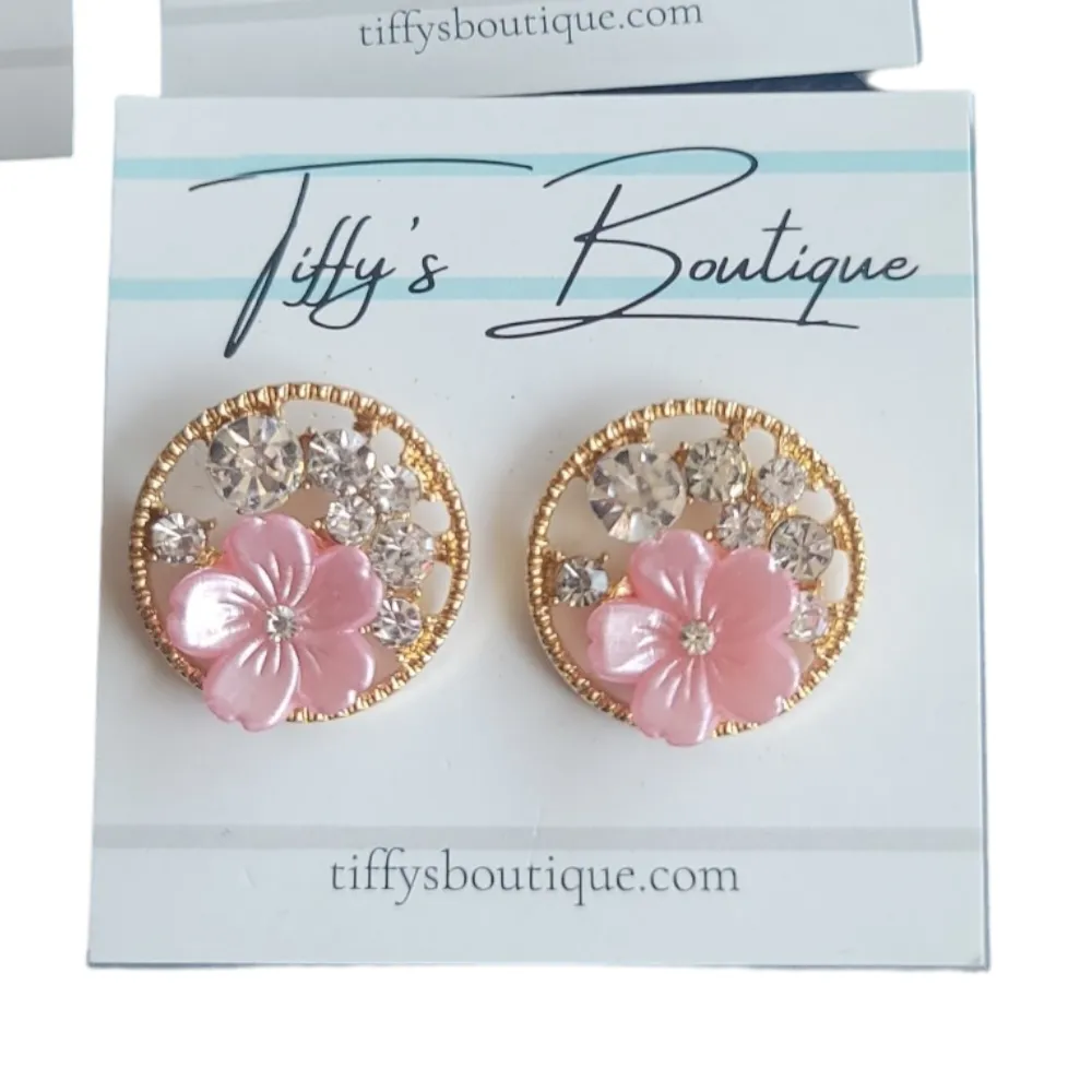 Flower Bling Stud Earrings