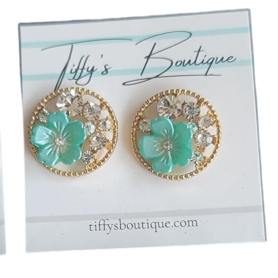 Flower Bling Stud Earrings