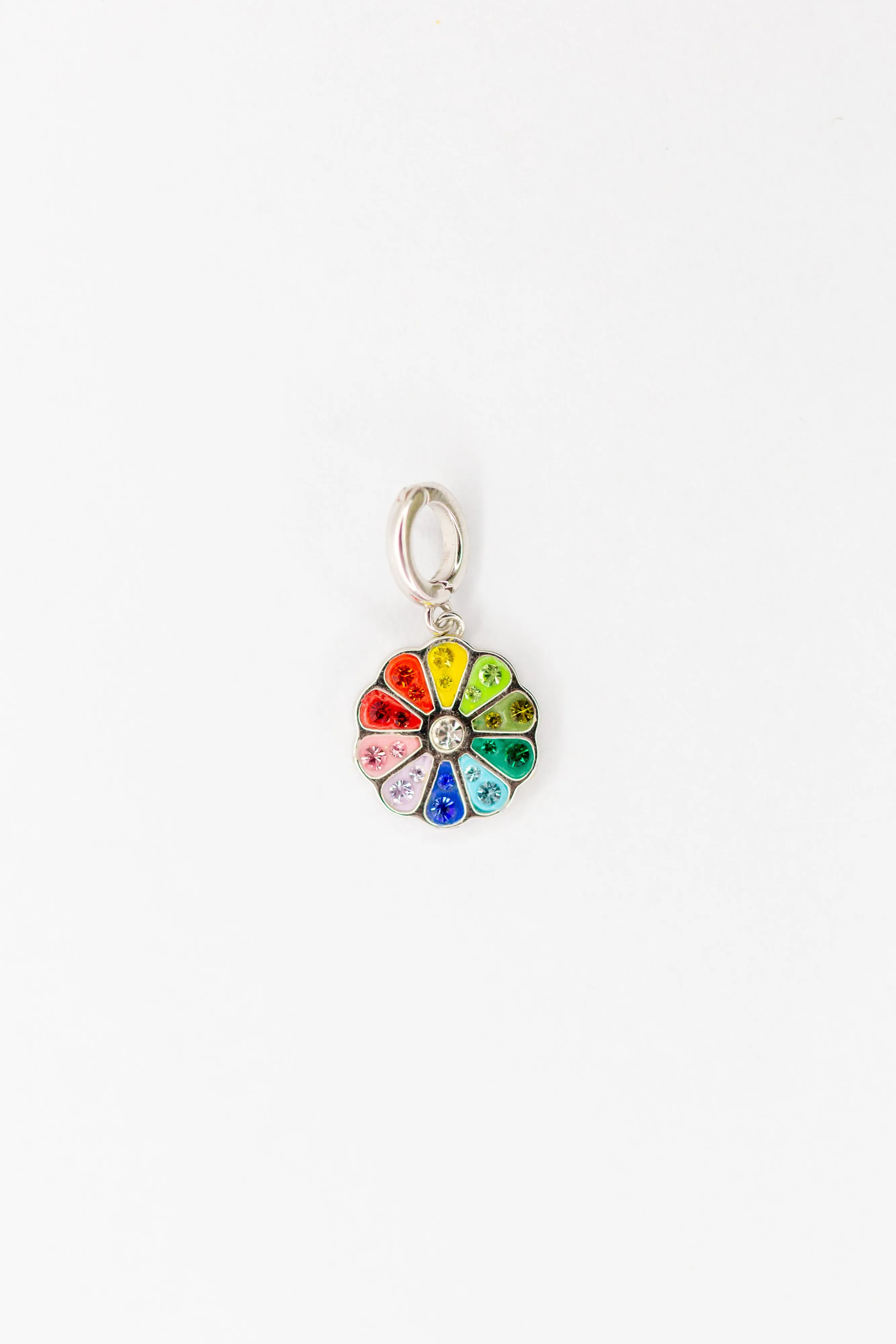 Flower Rainbow Pop-It Crystal Sterling Silver Charm