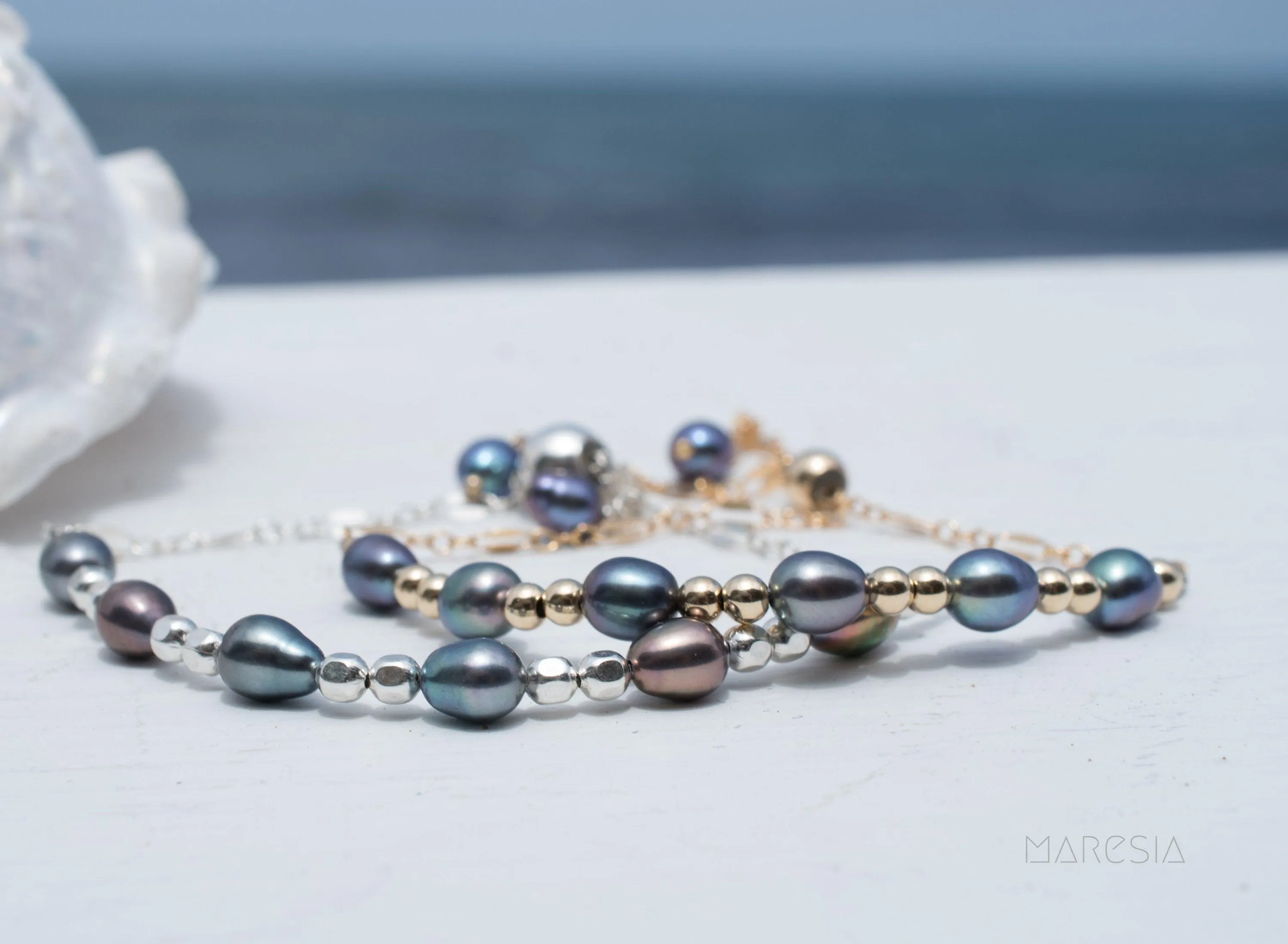 Fresh Water Peacock Pearl Bracelet ~ Gold Filled or Sterling Silver 925 ~ MB009