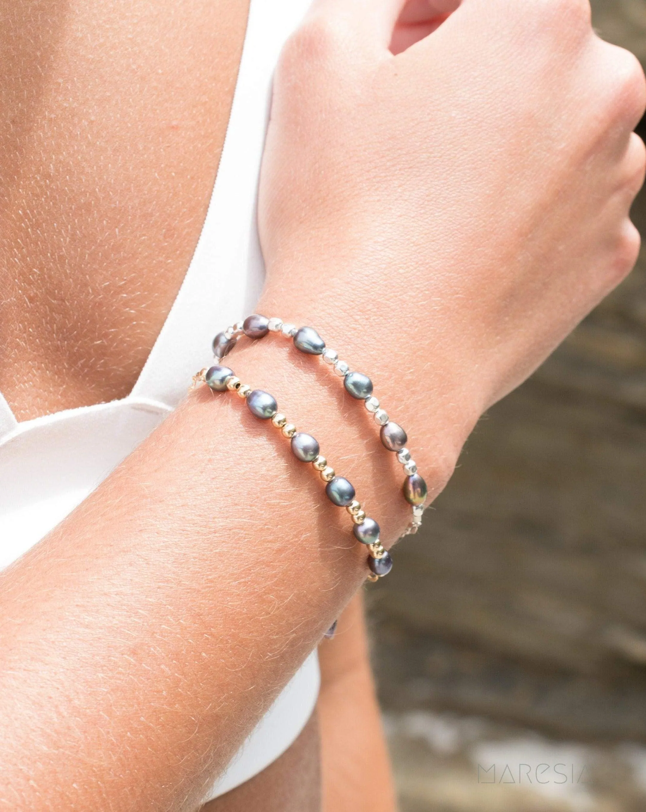 Fresh Water Peacock Pearl Bracelet ~ Gold Filled or Sterling Silver 925 ~ MB009