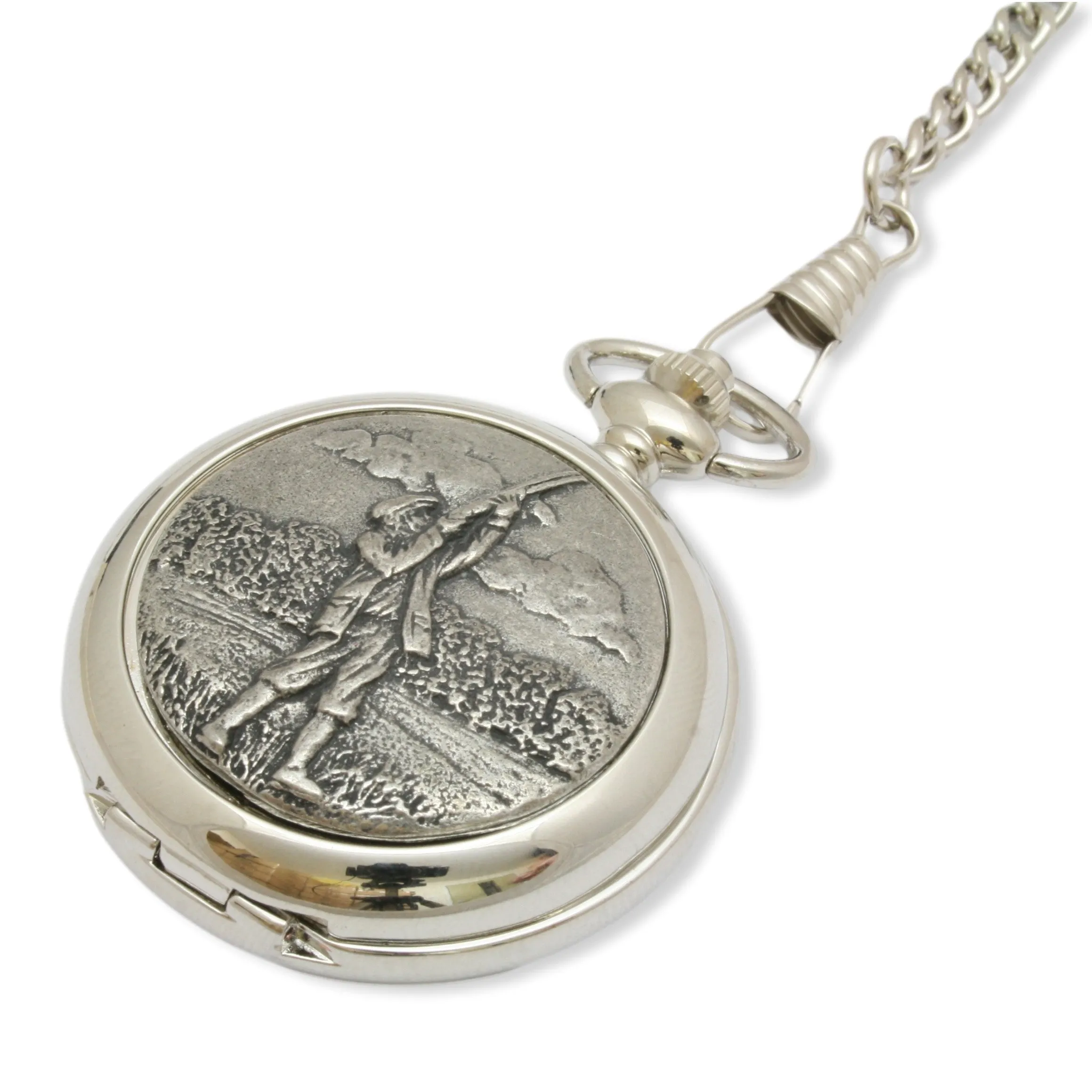 Game Shooter Pocket Watch Hand Cast Pewter Fronted Presentation Box