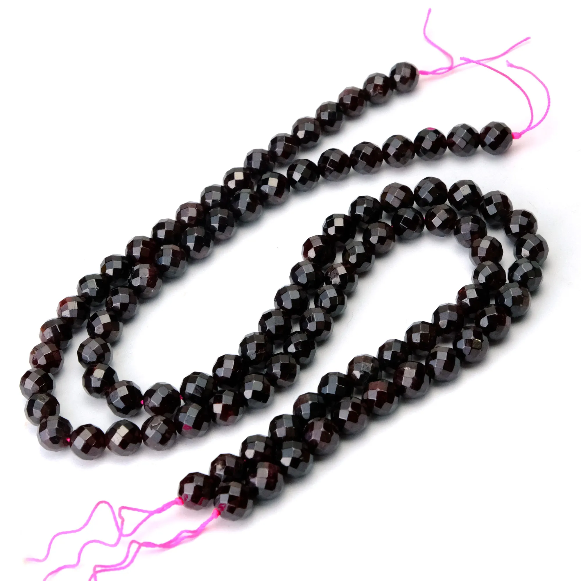 Garnet 8mm Faceted Rounds Strand