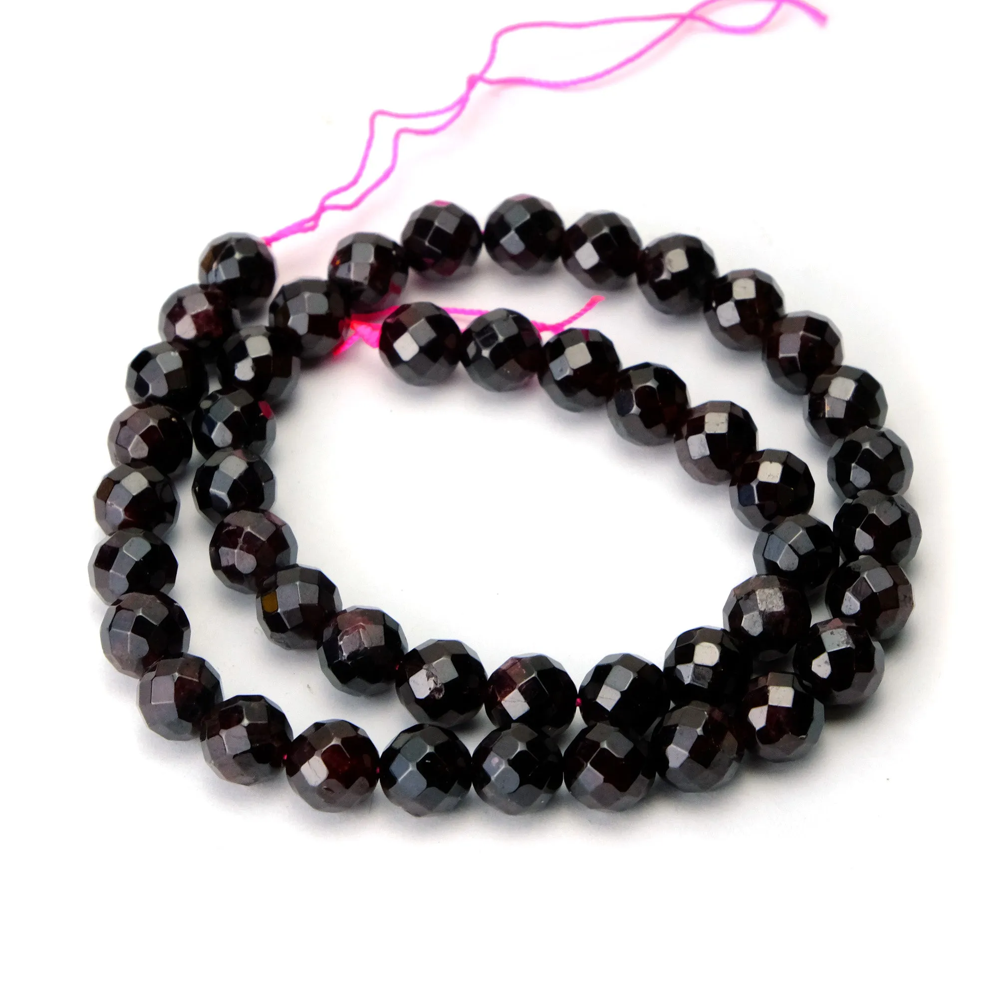 Garnet 8mm Faceted Rounds Strand