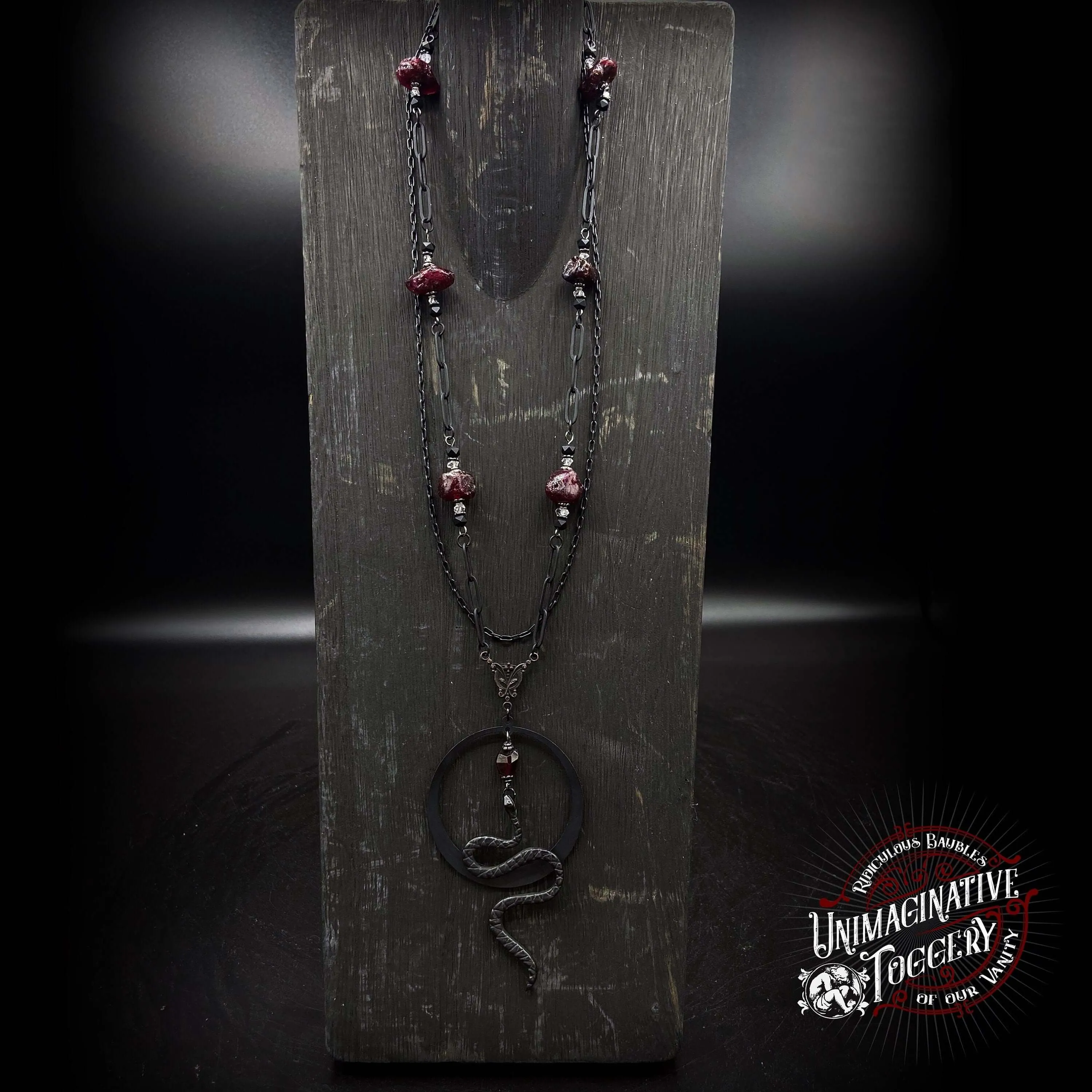 Garnet Moon Snake necklace