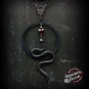 Garnet Moon Snake necklace