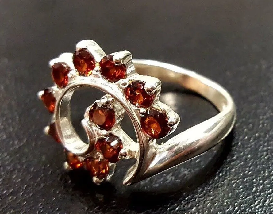 Garnet Ring - Red Spiral Ring - Swirl Garnet Ring