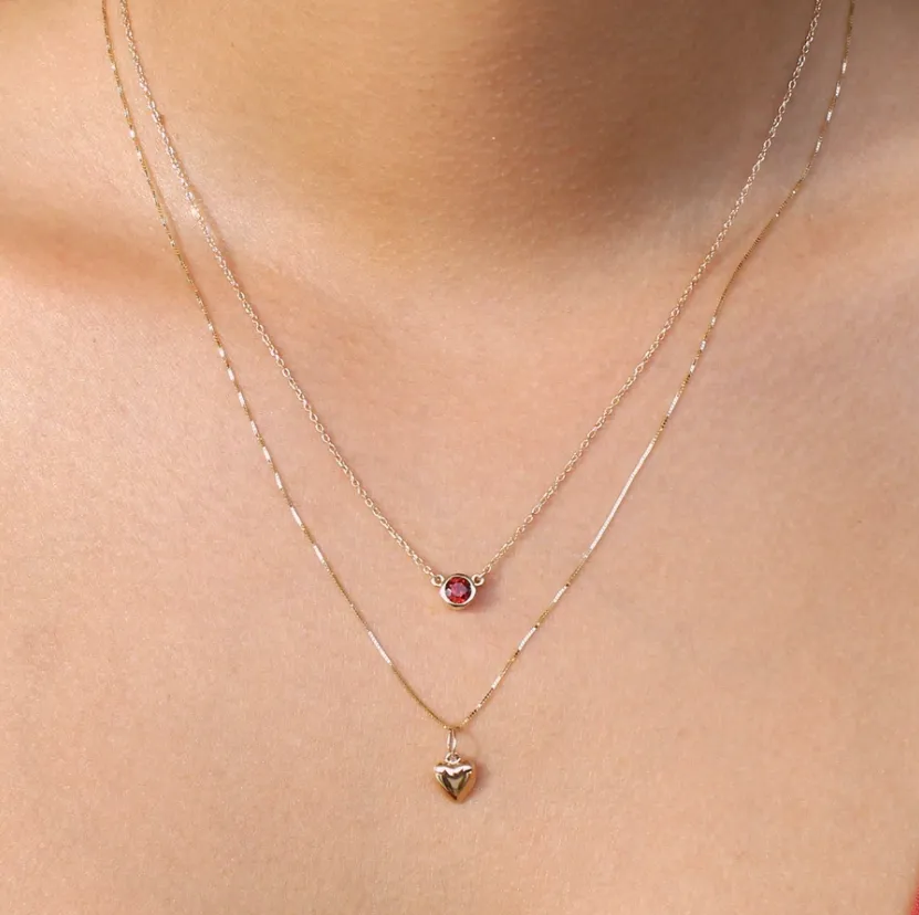 Garnet Solitaire Birthstone Necklace