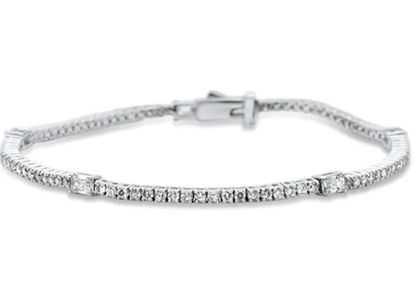 Genuine Diamond and Gemstone Tennis Bracelet-Sapphire, Emerald, Ruby
