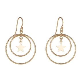 Gold Filled Star Textured Double Hoop Earrings