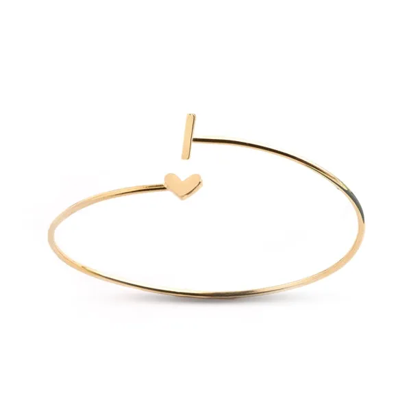 Gold Initial Bangle Bracelet
