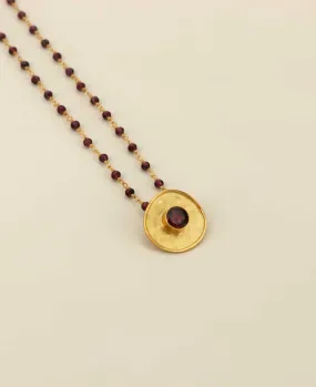 Gold Plated Garnet Gemstone Fluid Necklace