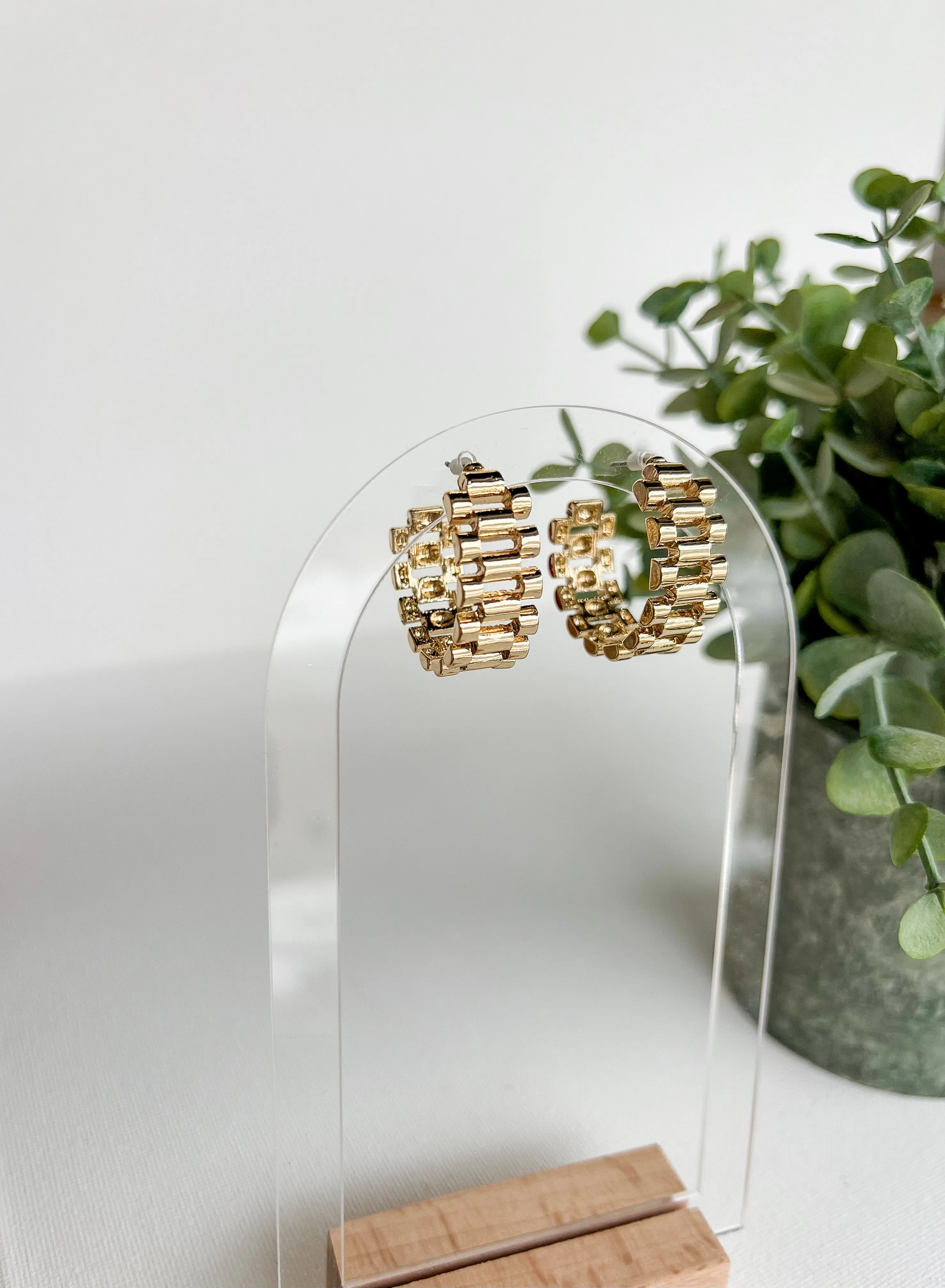 Gold Watch Chain Earrings