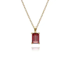 Granat Halskette, 9 Karat Gelbgold Granat Einzel Stein Baguette 45cm Halskette