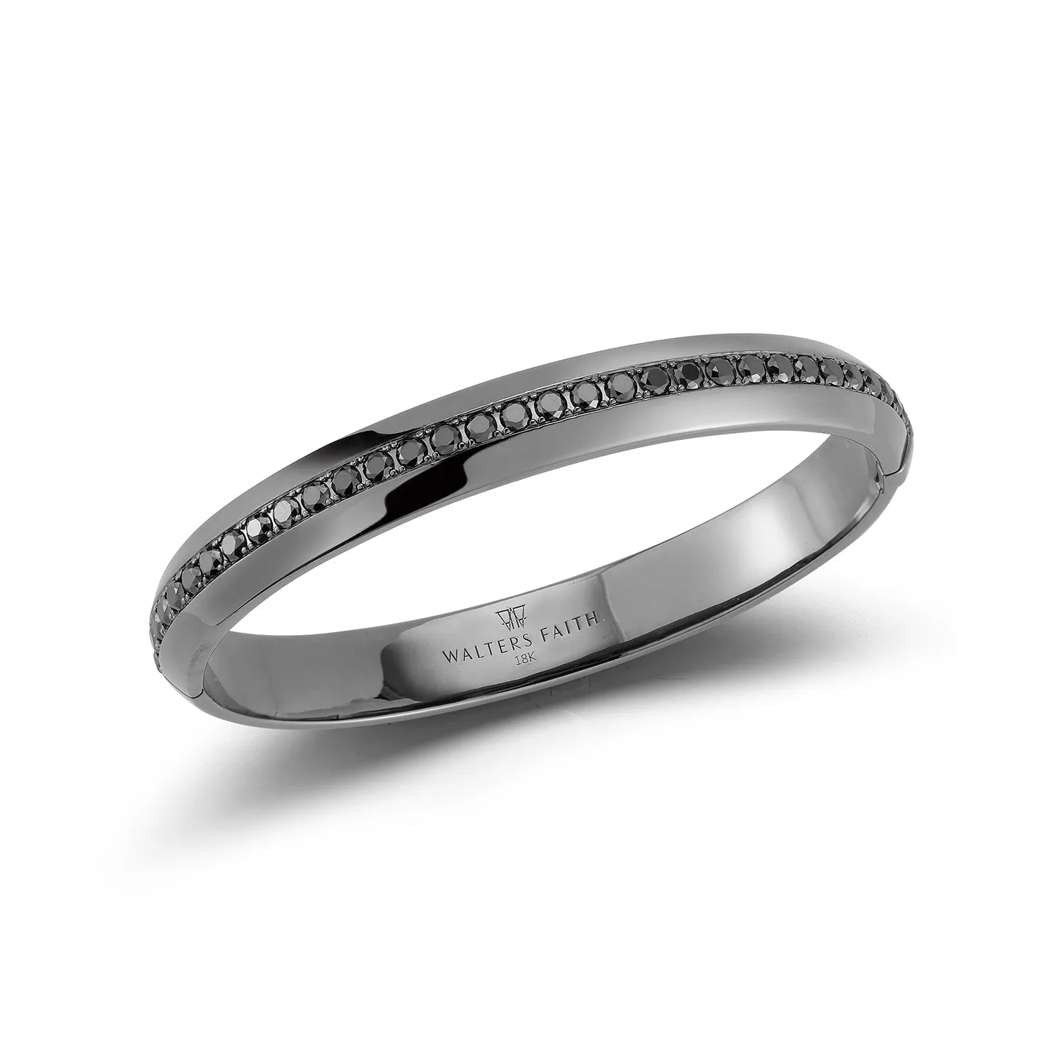 GRANT 18K BLACK GOLD AND BLACK DIAMOND ANGLED BANGLE BRACELET
