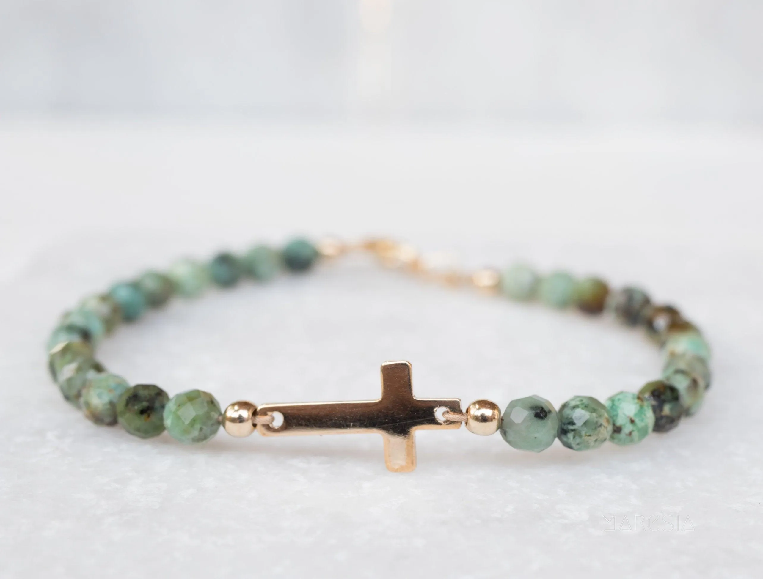 Green Jasper Bracelet ~ Gold Filled or Sterling Silver 925 ~ MB002