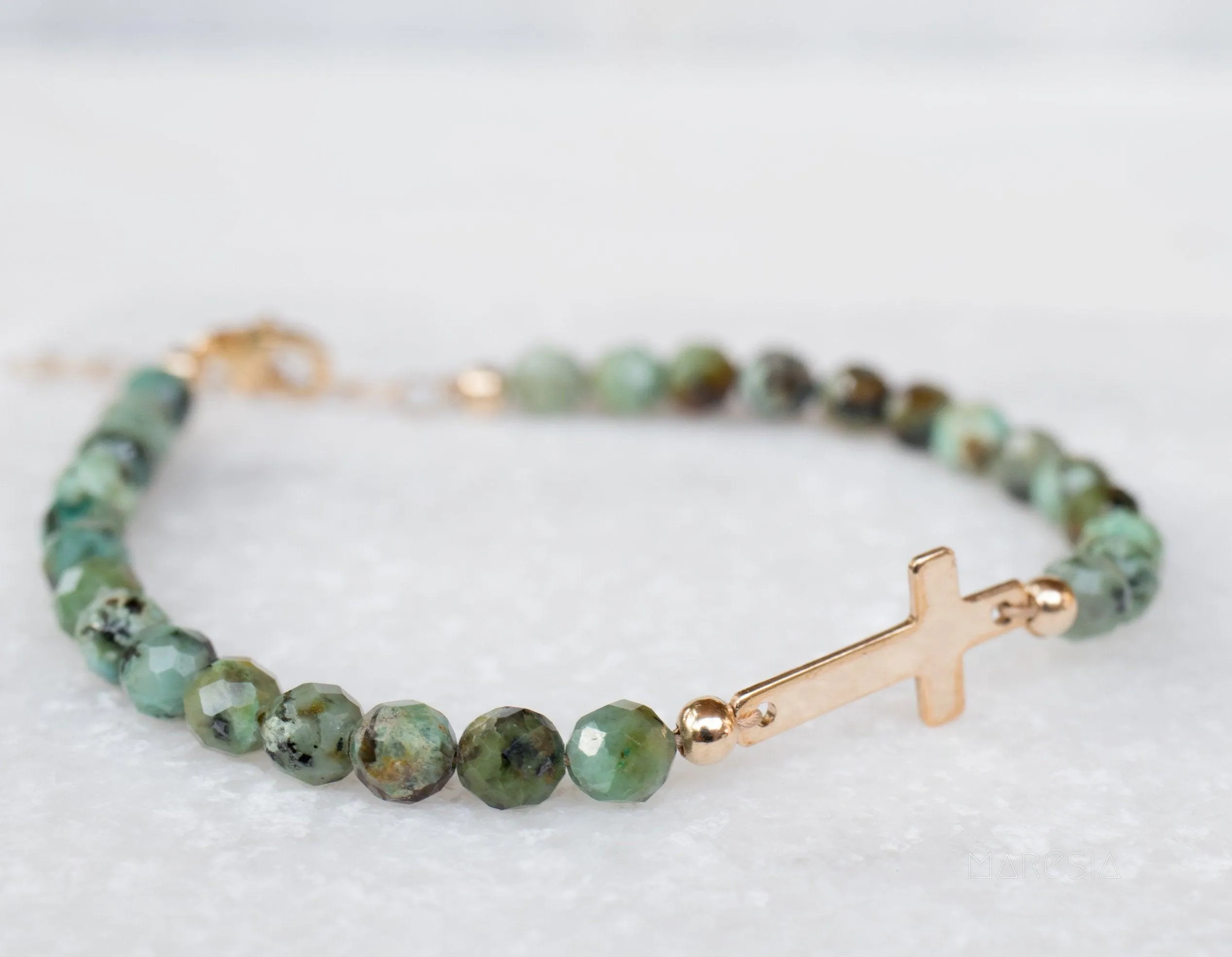 Green Jasper Bracelet ~ Gold Filled or Sterling Silver 925 ~ MB002