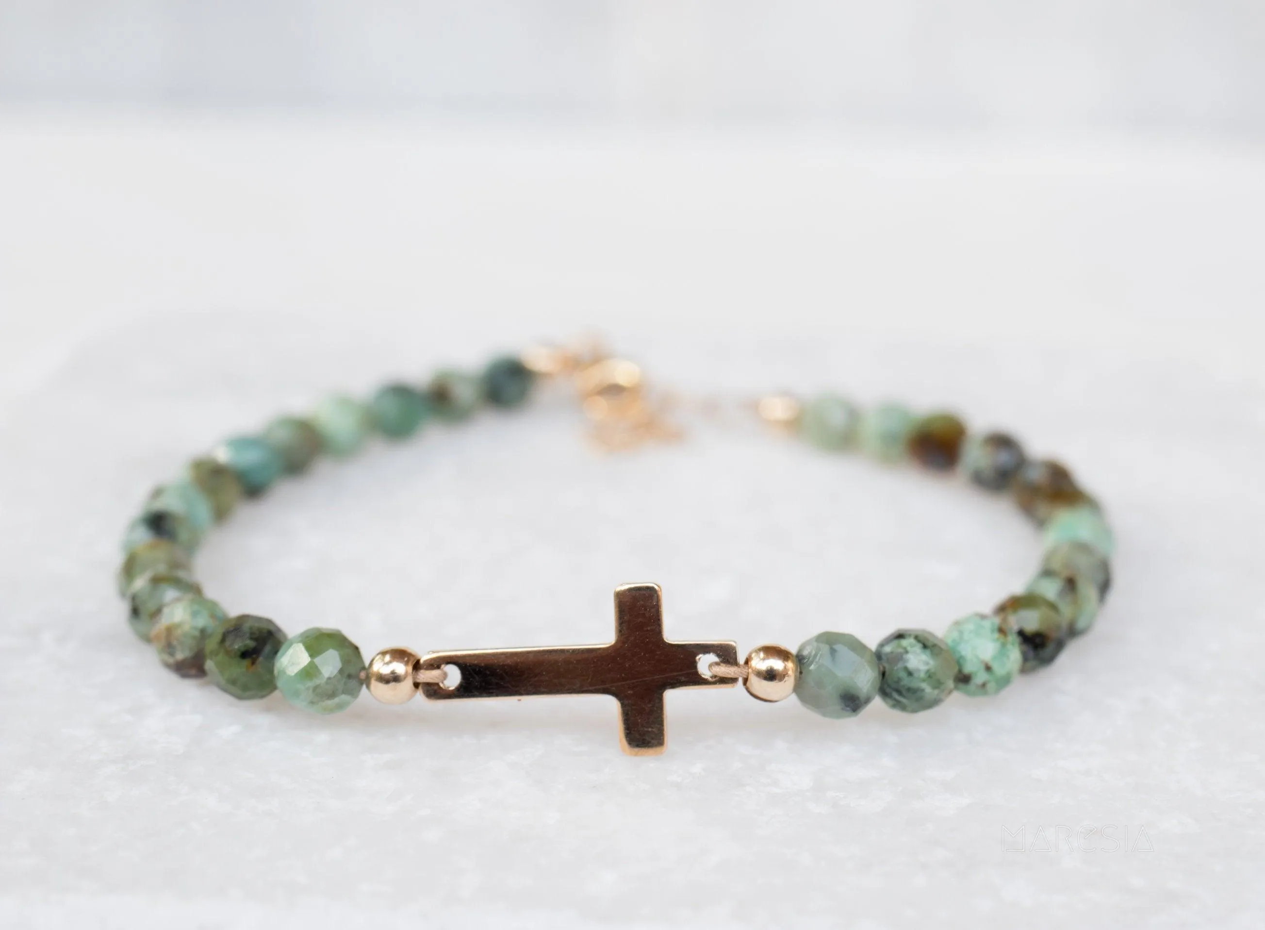 Green Jasper Bracelet ~ Gold Filled or Sterling Silver 925 ~ MB002