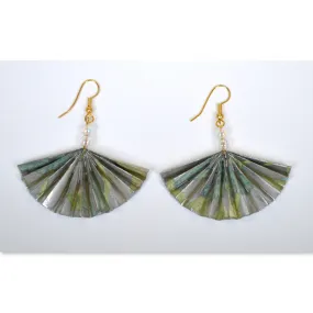 Green/Silver Fan Earrings